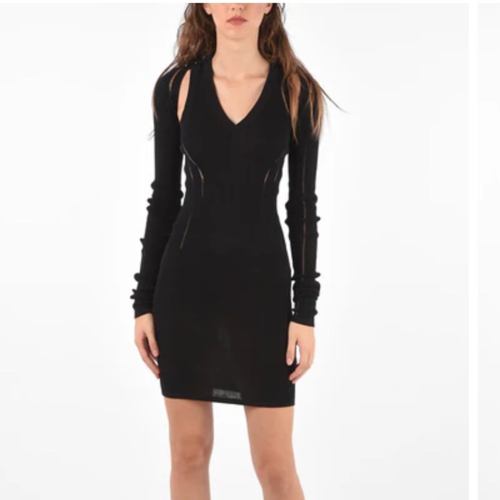 NWT Diesel M-GIOIA cutout shoulder black mini dress